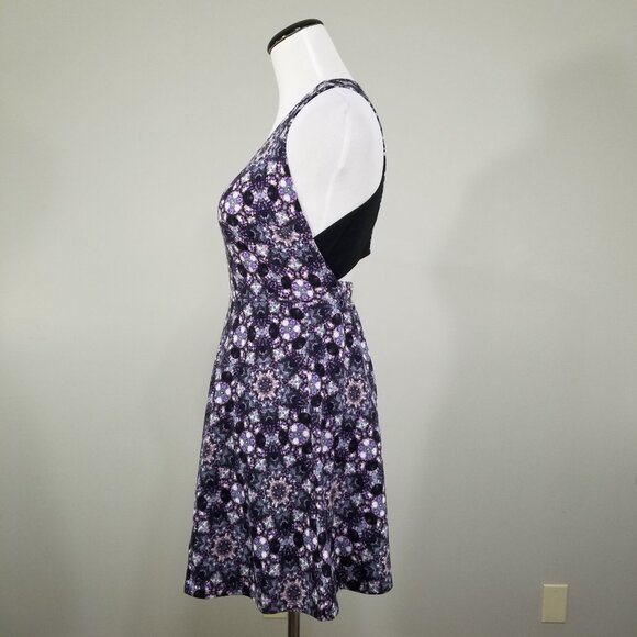 BCBGeneration Y2K Mini Dress XS Sleeveless Knit Cutout Blue Fog Kaleidoscope - Picture 9 of 12